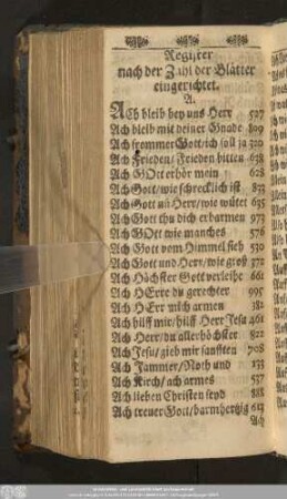 Register nach der Zahl der Blätter eingerichtet.