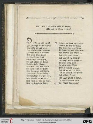Wie? Wir? Wir sollten nicht mit singen, nicht auch ein Opfer bringen?