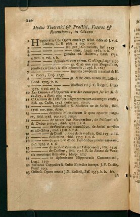 Medici Theoretici & Practici, Veteres & Recentiores