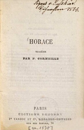 Horace : tragédie
