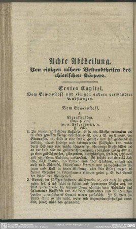 Achte Abtheilung. Von einigen nähern Bestandtheilen des thierischen Körpers