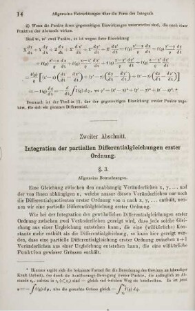 Zweiter Abschnitt. Integration der Partiellen Differentialgleichungen erster Ordnung.