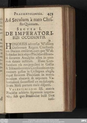 Ad Seculum à nato Christo Quintum.