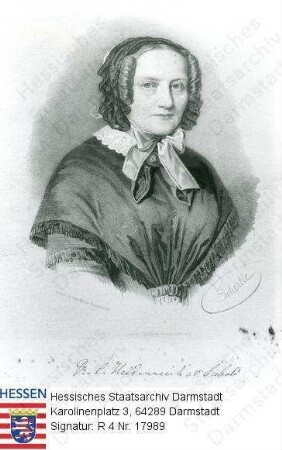 Heidenreich, Charlotte geb. Heiland gen. v. Siebold Dr. med. (1788-1859) / Porträt, Brustbild, mit Bildlegende