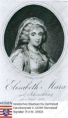 Schmehling, Elisabeth Maria (1749-1833) / Porträt, linksgewandtes und -vorblickendes Brustbild in Medaillon