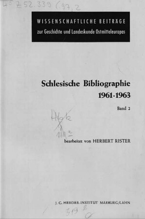Schlesische Bibliographie. 1961/63,2