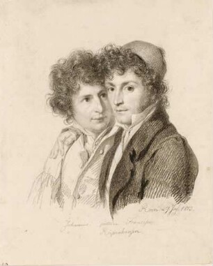 Bildnis Riepenhausen, Johannes (1787/88-1860), Kupferstecher, Maler und Riepenhausen, Franz (1786-1831), Kupferstecher, Maler