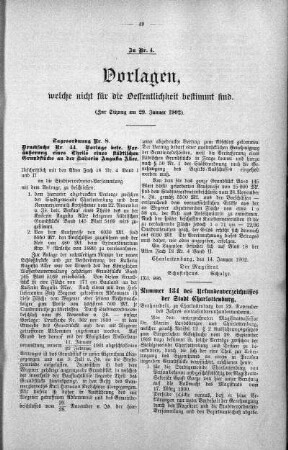 Vorlagen welche nicht für die Oeffentlichkeit bestimmt sind., 29. Januar 1902