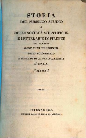 Storia del pubblico studio e delle società scientifiche e letterarie di Firenze, 1
