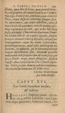Caput XVI. Iter Caroli Firandum versus, & reditus