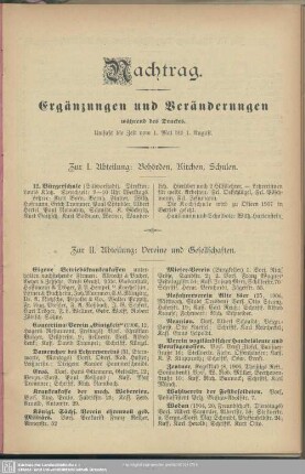 Nachtrag. Ergänzungen und Veränderungen während des Druckes