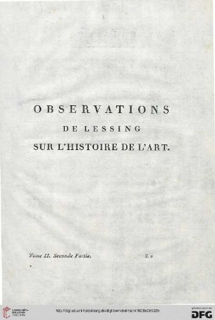 Observations de Lessing sur l'histoire de l'art