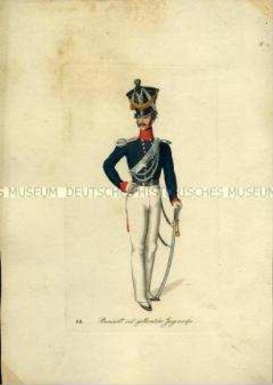 Uniformdarstellung, Premierleutnant des Seeländischen Jäger-Korps, Dänemark, 1815/1830.