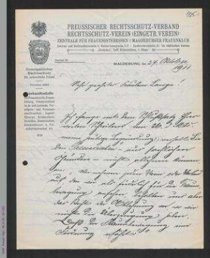 Brief von Johanne Birnbaum an Helene Lange
