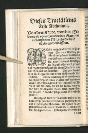 Dieses Tractätleins Erste Abtheilung.