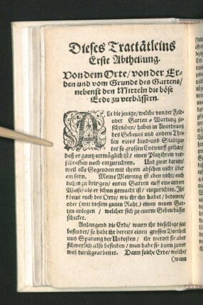 Dieses Tractätleins Erste Abtheilung.