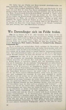 14 Wo Derendinger sich em Felde trafen.