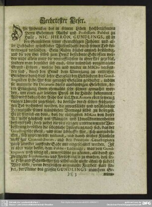 Geehrtester Leser