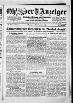 Ohligser Anzeiger : Ohligser Zeitung und Tageblatt ; einzige in Ohligs erscheinende Tageszeitung