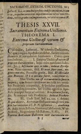 265-273, Thesis XXVII. Sacramentum Extremae Unctionis.