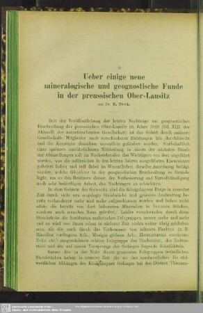 Ueber einige neue mineralogische und geognostische Funde in der preussischen Ober-Lausitz