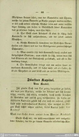 Fünftes Kapitel. Vom Kredit