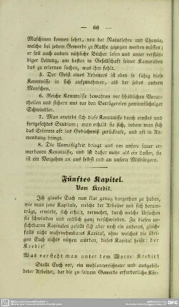 Fünftes Kapitel. Vom Kredit