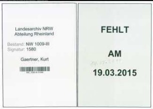 Entnazifizierung Kurt Gaertner , geb. 03.07.1900 (Steuersekretaer)