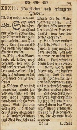 XXXIII. Danklieder nach erlangtem Frieden.
