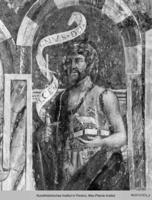 Freskiertes Triptychon: Erzengel Michael zwischen den Heiligen Valerian und Johannes dem Täufer