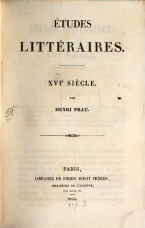 Etudes littéraires, 3