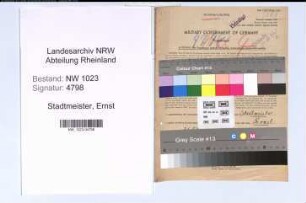 Entnazifizierung Ernst Stadtmeister , geb. 21.10.1900 (Verw.Angets.)