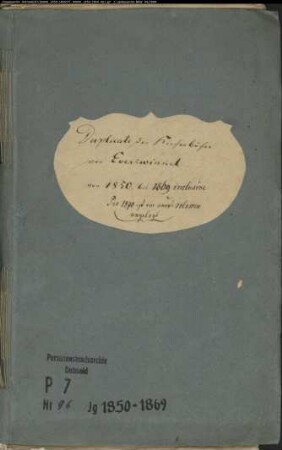 Kirchenbuchduplikat der katholischen Gemeinde in Everswinkel (GHT 1850-1869). (Gemeinde: Everswinkel, katholische Gemeinde )