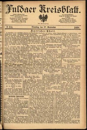Erste Ausgabe vom Dienstag, den 27. September 1898.