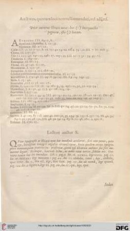 Auctores, quorum loci nonnulli emendati, vel adferti