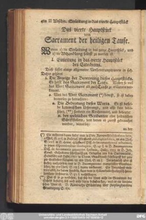 I. Einleitung in das vierte Hauptstück des Catechismi.