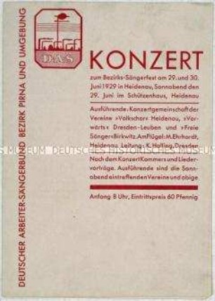 Programm zum Bezirks-Sängerfest in Heidenau