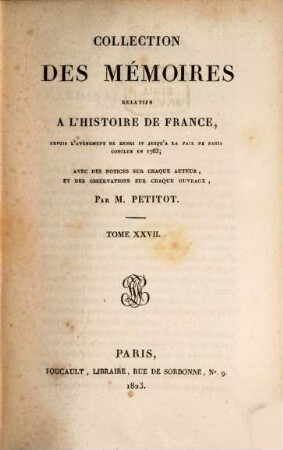 Collection des mémoires relatifs à l'histoire de France, 27. Mémoires de Richelieu, Tome VII