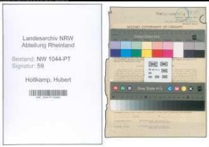 Entnazifizierung Hubert Holtkamp , geb. 15.09.1903 (Postschaffner)