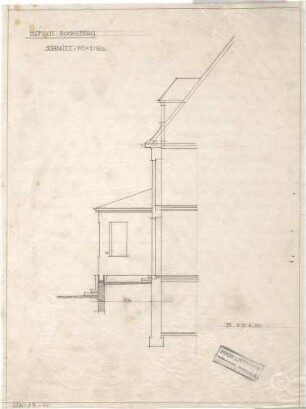 Littmann, Max; Bocksberg; Hofgut, Wohnhausanbau - Schnitt