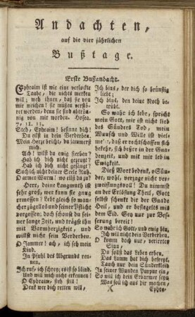 Andachten, auf dei vier jährlichen Bußtage.