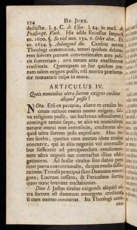 554-564, Articulus IV. Nota. Etsi ex pecunia, aliave re credita lucrum ...