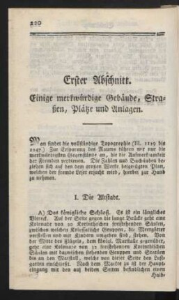 Erster Abschnitt. Einige merkwürdige Gebäude, Straßen, Plätze und Anlagen.