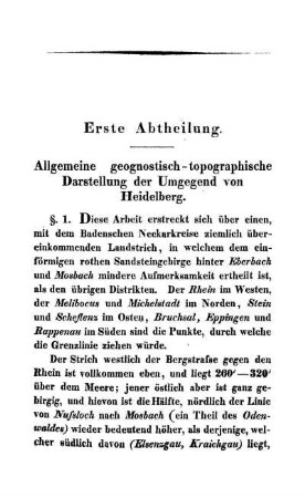 I. Abtheil.: geognostisch-topographische Darstellung