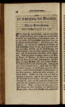 Ueber die Schöpfung des Menschen. Vierte Betrachtung.