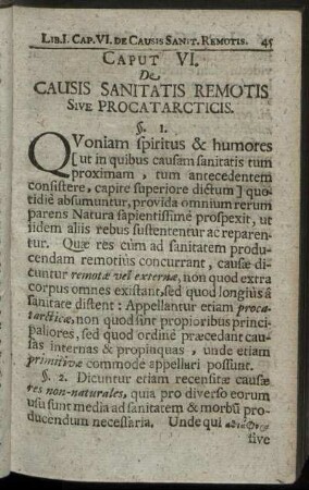 Caput VI. De Causis Sanitatis Remotis Sive Procatarcticis