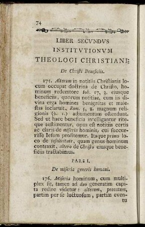 Liber Secundus. Institutionum Theologi Christiani.