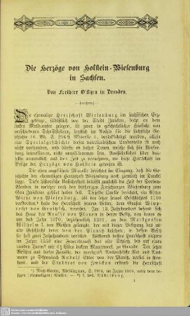 Die Herzöge von Holstein-Wiesenburg in Sachsen