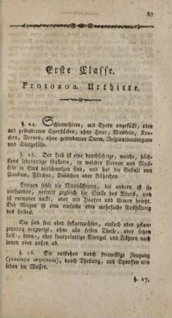 Erste Classe. Protozoa Urthiere
