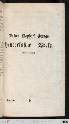 Anton Raphael Mengs hinterlaßne Werke